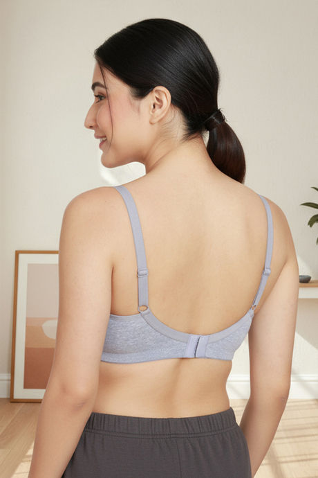 Zivame Maternity Double Layered Non Wired 3/4th Coverage Nursing Bra - Grey Melange — image 3
